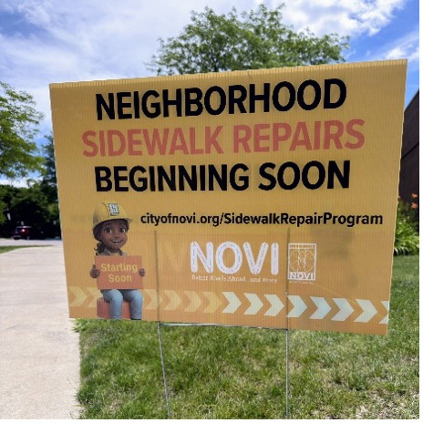 Neighborhood sidewalk repairs notice