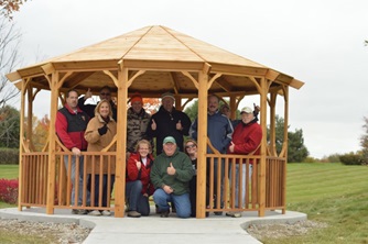 People in a gazebo